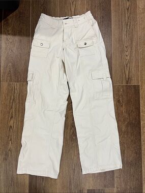 Hollister Cream Cargo Long Pants with Utility Pockets